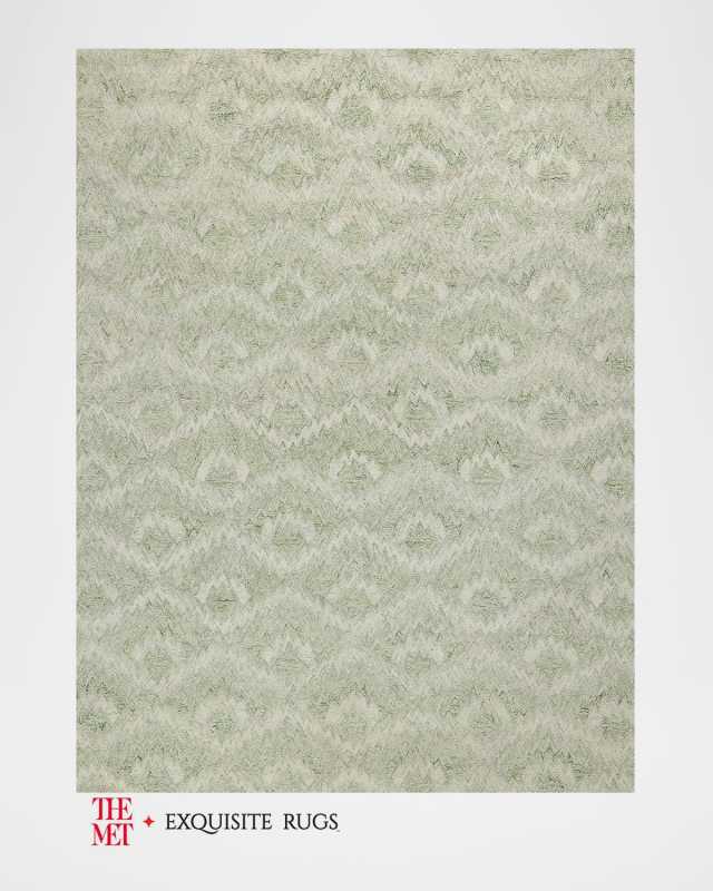 Bargello Hand-Tufted Light Green Rug, 5' x 8'